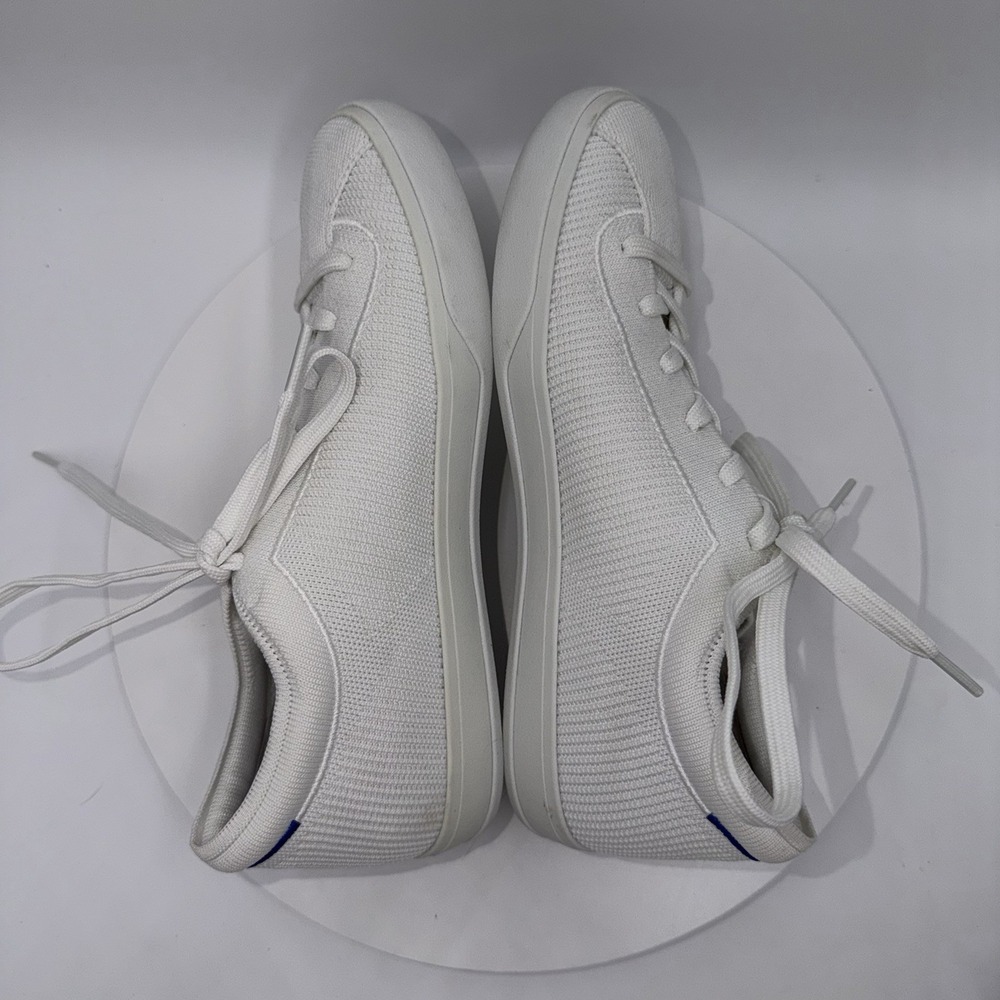 Rothy's The Lace Up Bright White Knit Fabric Shoes Womens Size 9 Sneakers - Picture 4 of 10